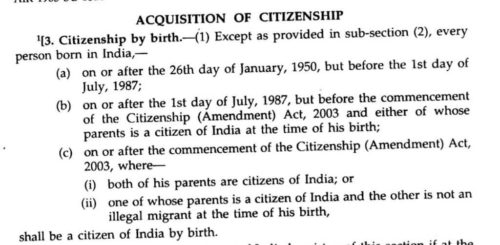 Acquisition of Citizenship_India