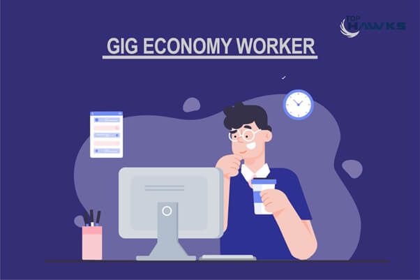 Illustration of gig workers in various professions