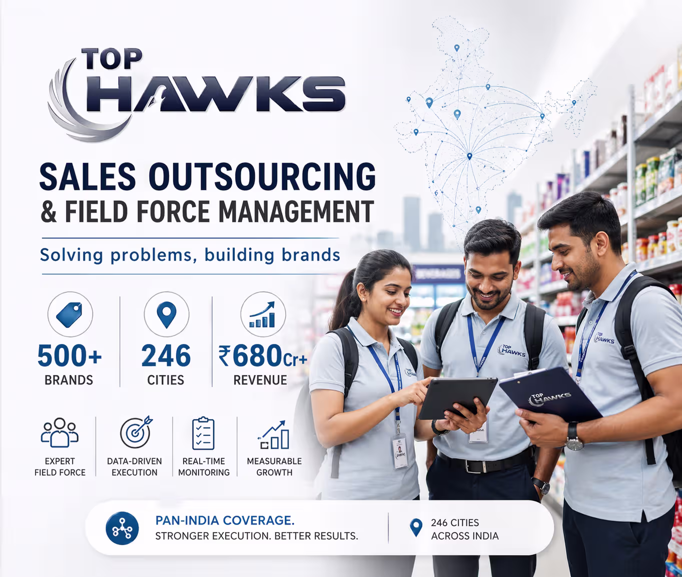 TopHawks sales outsourcing and field force management team in India
