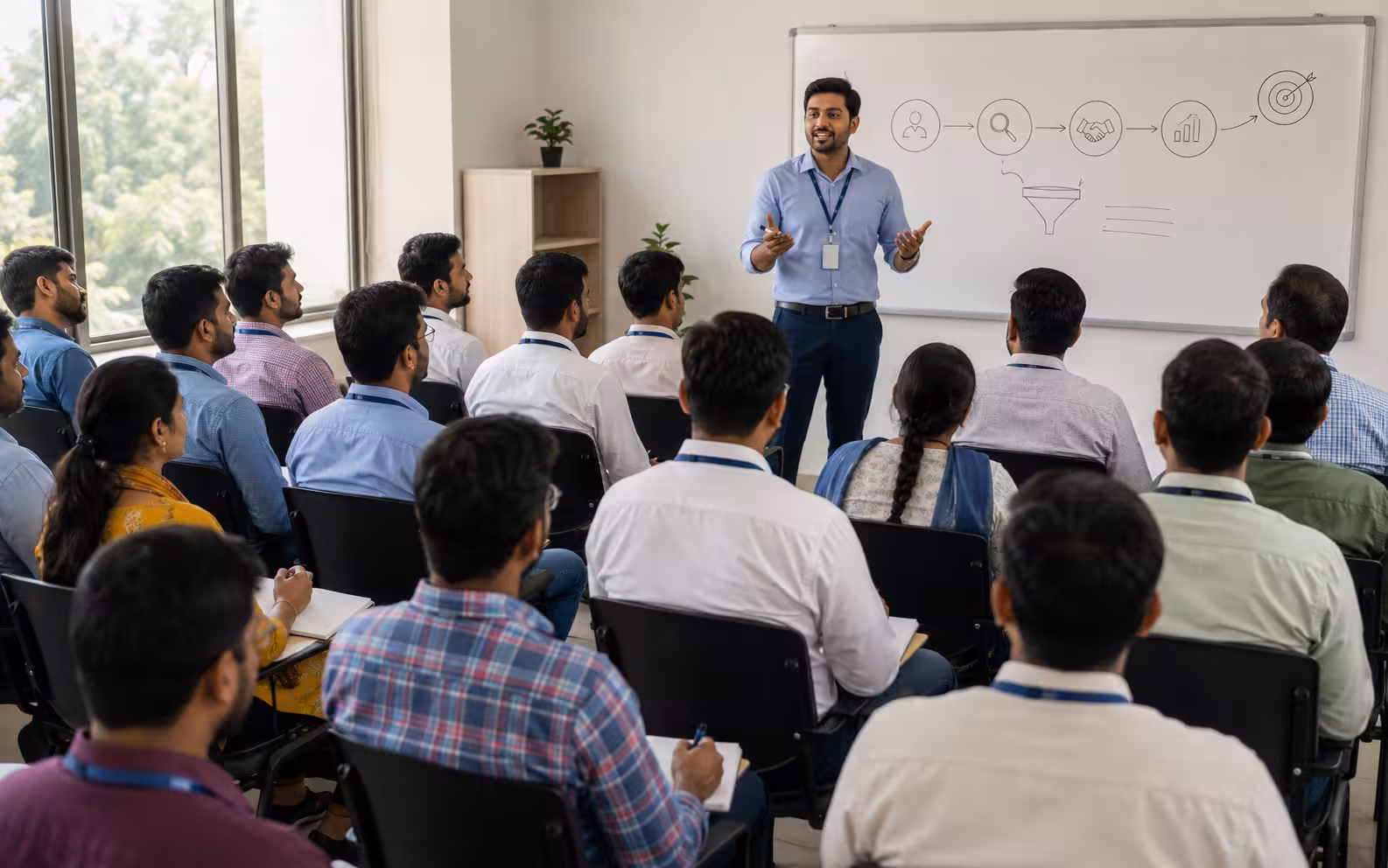 Structured product training session for newly onboarded gig sales workers